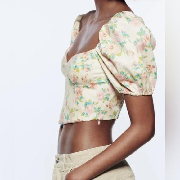 NWOT - Zara Sweetheart Neckline Crop Top - Size M - Picture 2 of 6